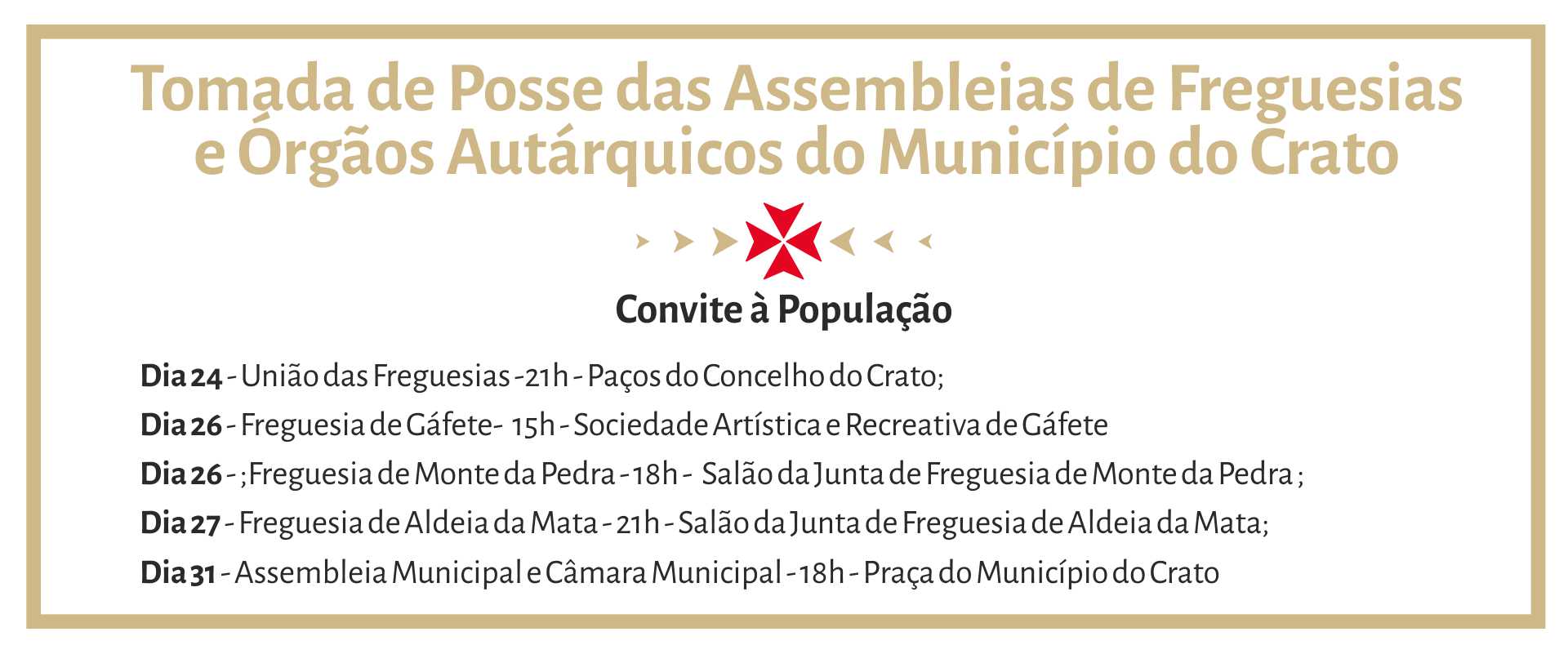 Tomada de Posse das Assembleias de Freguesias e Órgãos Autárquicos do Município do Crato