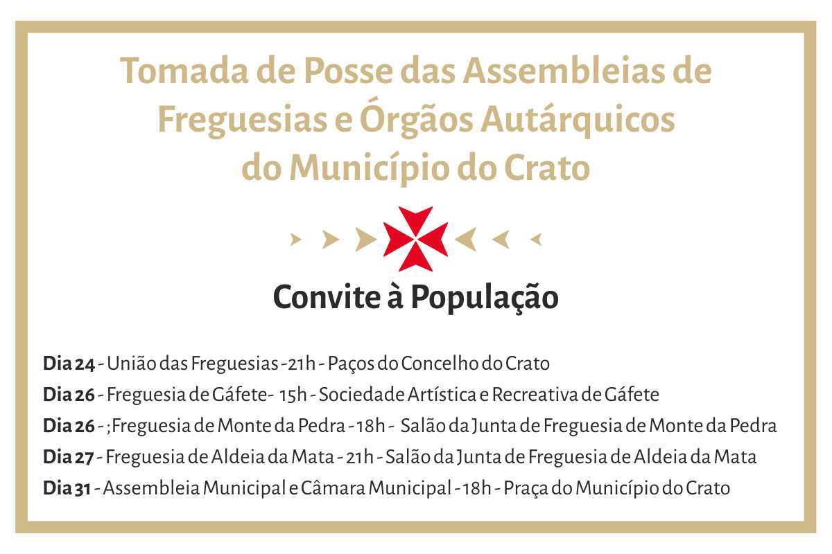 Tomada de Posse das Assembleias de Freguesias e Órgãos Autárquicos do Município do Crato